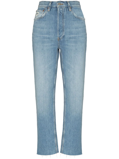 Shop Re/done '70s Stone Pipe Straight-leg Jeans In Blue