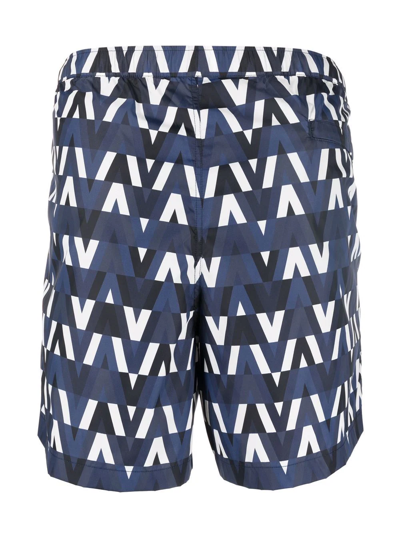 Shop Valentino V Pattern Swimming Shorts In Blue