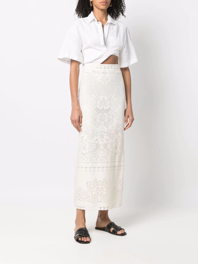 Valentino High-waist Guipure Lace Maxi Skirt In Neutrals