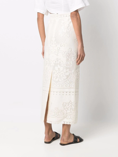 Valentino High-waist Guipure Lace Maxi Skirt In Neutrals