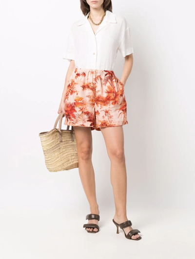 Shop Alanui Hoo'okipa Toile De Jouy Shorts In Orange