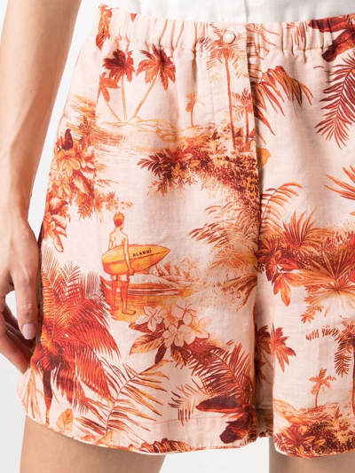 Shop Alanui Hoo'okipa Toile De Jouy Shorts In Orange