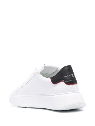 Shop Philippe Model Paris Temple Leather Sneakers In White