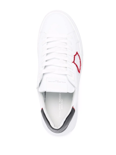 Shop Philippe Model Paris Temple Leather Sneakers In White
