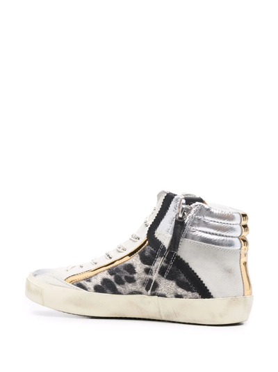 Philippe Model Prsx Leopard-pattern Mid-top Sneakers In Silver