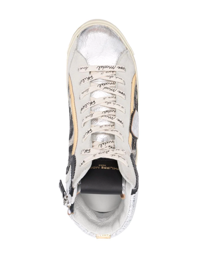 Philippe Model Prsx Leopard-pattern Mid-top Sneakers In Silver