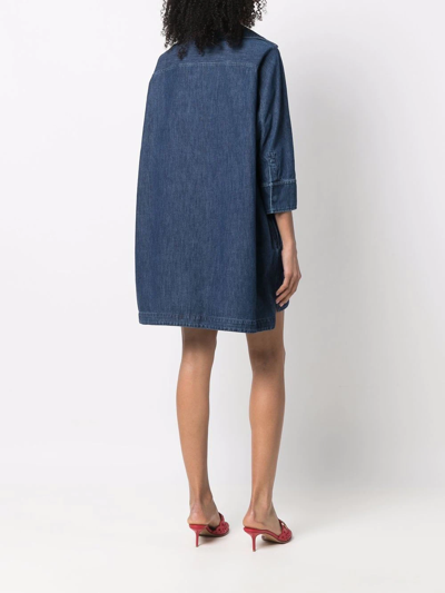 Shop Valentino Denim Mini Dress In Blue