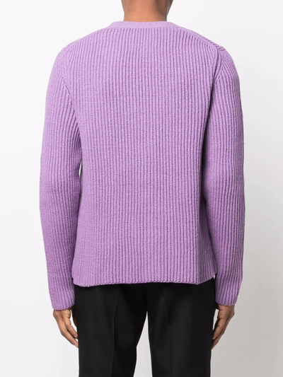 Shop Jil Sander Chunky Ribbed Knit Cardigan In Purple