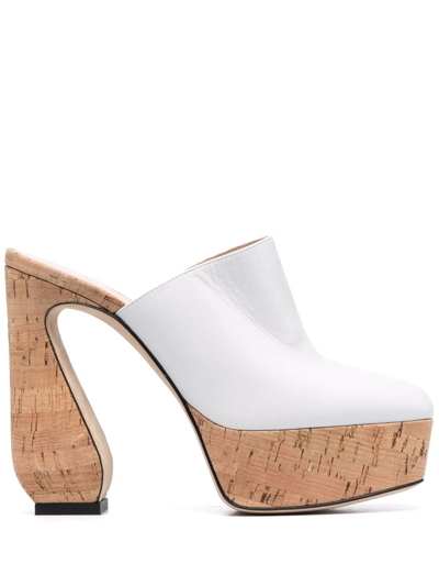 Shop Si Rossi Cork Platform Mules In White