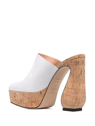 Si Rossi Cork Platform Mules In White