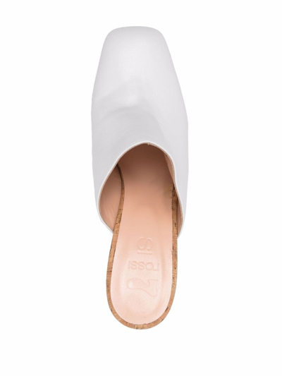 Si Rossi Cork Platform Mules In White