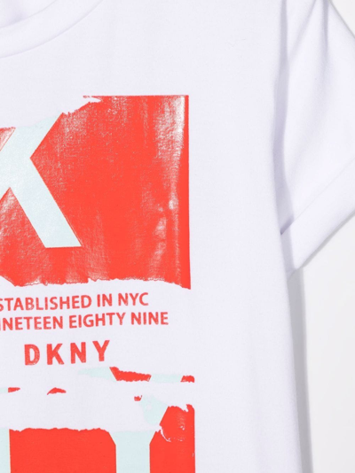 Shop Dkny Teen Logo-print T-shirt In White