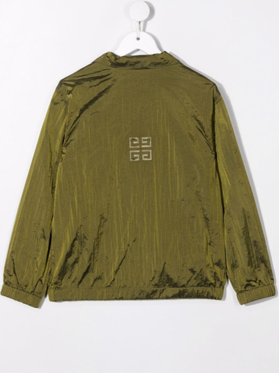 Shop Givenchy Embroidered-logo Technical Bomber Jacket In Green