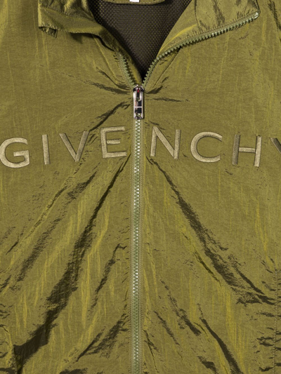 Shop Givenchy Embroidered-logo Technical Bomber Jacket In Green