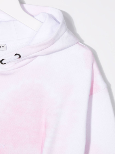 Shop Givenchy Heart Tie Dye-print Cotton Hoodie In White