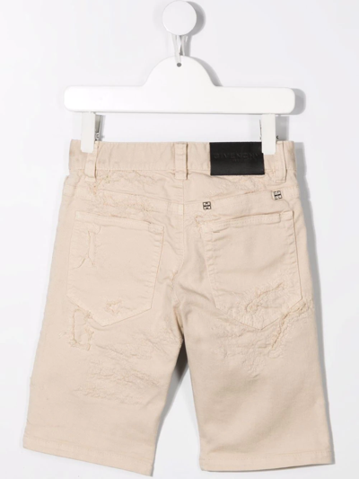 Shop Givenchy Distressed-effect Knee-length Shorts In Neutrals