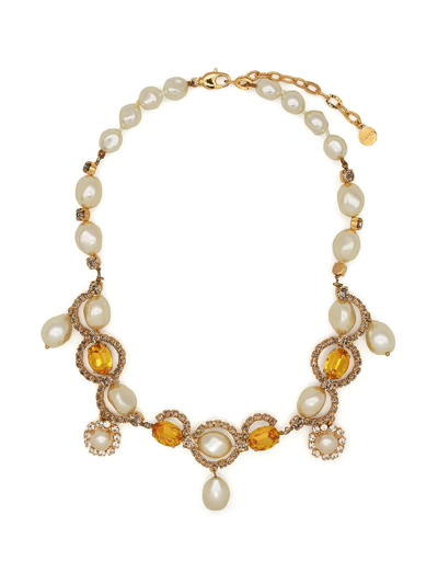 Shop Erdem Swirl Embellished Necklace In Gold
