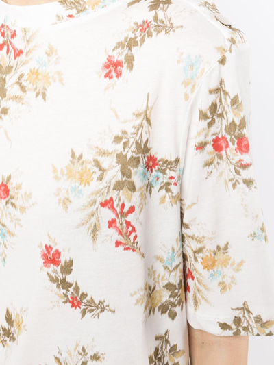 Shop Erdem Floral-print Cotton T-shirt In White