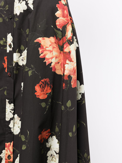 Erdem Floral-print Pleated Skirt In Black