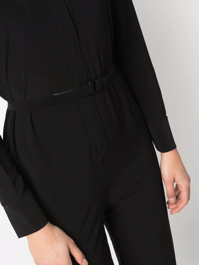 Shop Norma Kamali Cropped Shirt Jumpsuit In Black