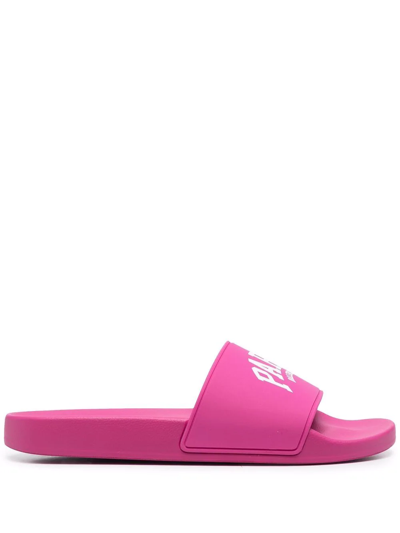 Shop Balenciaga Logo-print Slides In Pink