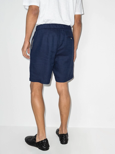 Frescobol Carioca Augusto Wide-leg Stretch-terry Drawstring Shorts In Blue