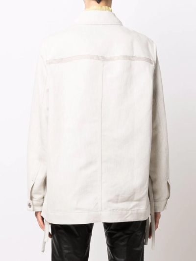Shop Loewe Logo-patch Buttoned-up Jacket In Neutrals