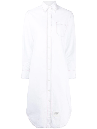 Shop Thom Browne Button-up Shirt Midi Dress In White