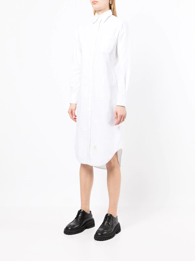 Shop Thom Browne Button-up Shirt Midi Dress In White