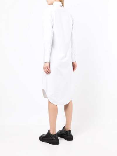 Shop Thom Browne Button-up Shirt Midi Dress In White
