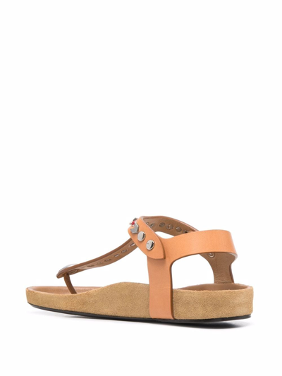 Shop Isabel Marant Enavy Embellished Flat Sandals In Neutrals