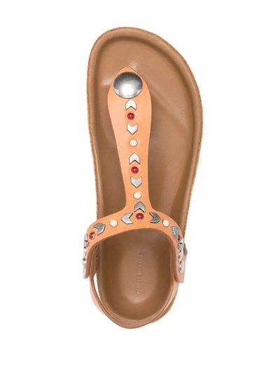 Shop Isabel Marant Enavy Embellished Flat Sandals In Neutrals
