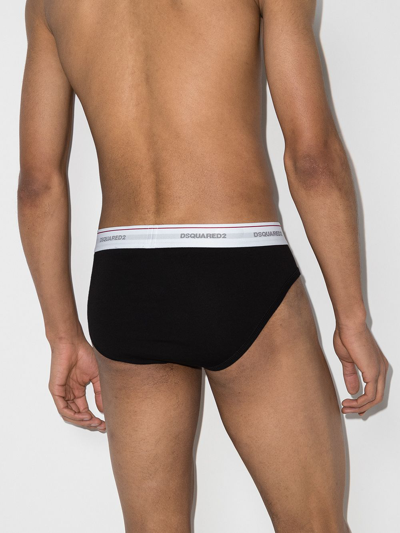Shop Dsquared2 Logo-waistband Pack Of Three Briefs In Black