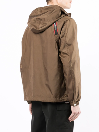 Shop Alexander Mcqueen Lightweight Side-strap Jacket In Brown