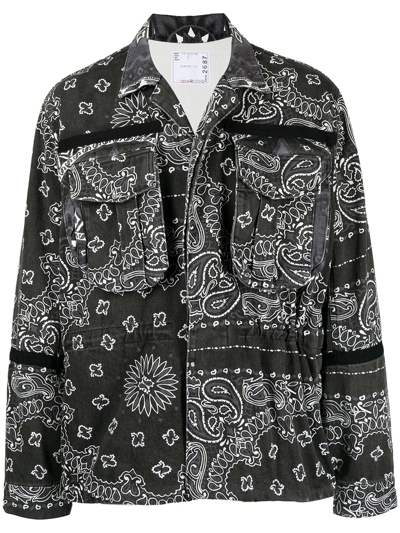 Shop Sacai Paisley-print Cargo Shirt Jacket In Black