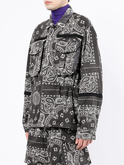 Shop Sacai Paisley-print Cargo Shirt Jacket In Black