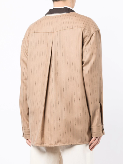 Shop Onefifteen X Anowhereman Stripe-print Shirt In Brown