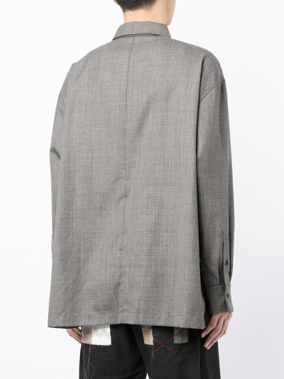 Shop Onefifteen X Anowhereman Tie-fastening Shirt In Grey