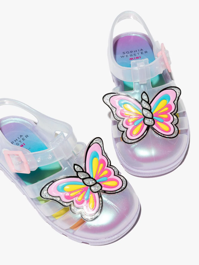 Shop Sophia Webster Mini Unicorn Iridescent Jelly Sandals In Silver