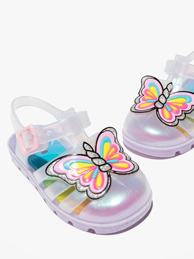 Shop Sophia Webster Mini Unicorn Iridescent Jelly Sandals In Silver