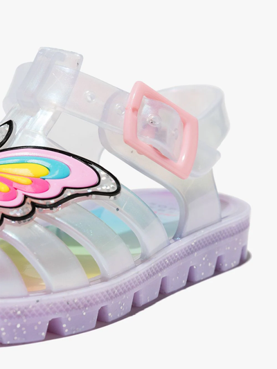 Shop Sophia Webster Mini Unicorn Iridescent Jelly Sandals In Silver