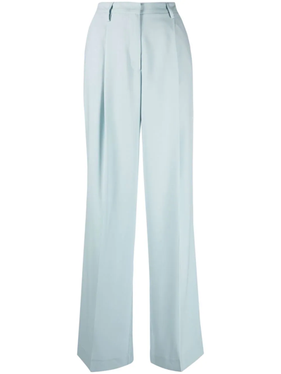 Shop Blanca Vita Wide-leg High-waisted Trousers In Blue