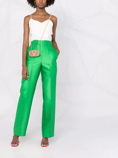Shop Blanca Vita Pareskia Straight-leg Trousers In Green