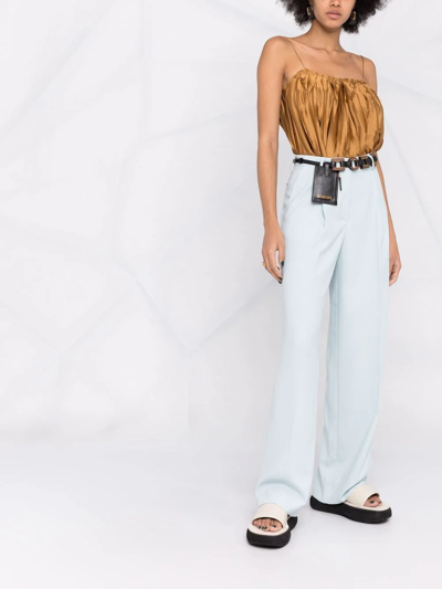 Shop Blanca Vita Wide-leg High-waisted Trousers In Blue