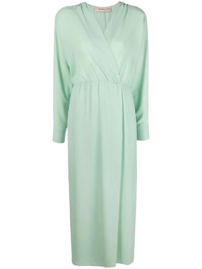 Shop Blanca Vita Acetosella Georgette Wrap Maxi Dress In Green
