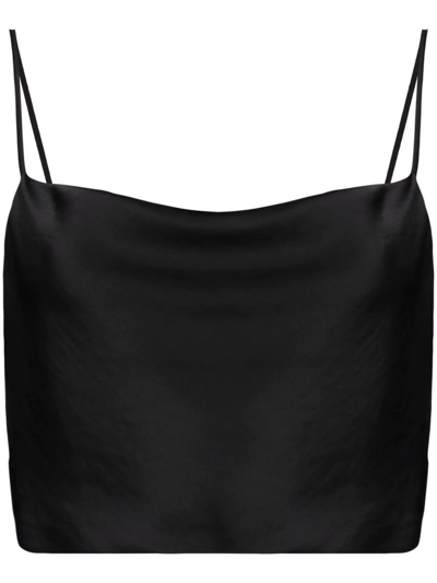 Shop Blanca Vita Cropped Satin Cami Top In Black