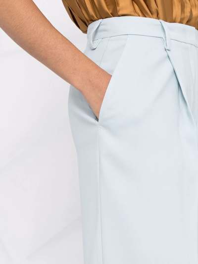 Shop Blanca Vita Wide-leg High-waisted Trousers In Blue