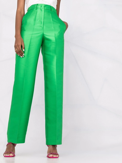 Shop Blanca Vita Pareskia Straight-leg Trousers In Green