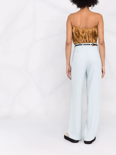 Shop Blanca Vita Wide-leg High-waisted Trousers In Blue