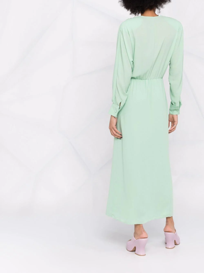 Shop Blanca Vita Acetosella Georgette Wrap Maxi Dress In Green